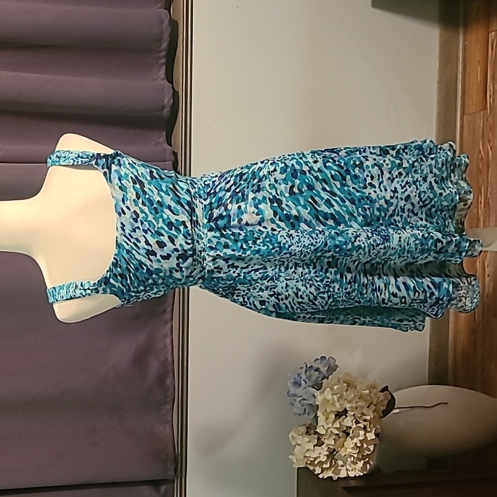 White House Black Market Elegant Blue Patterned Dress - Size 00 - Picture 4 of 11